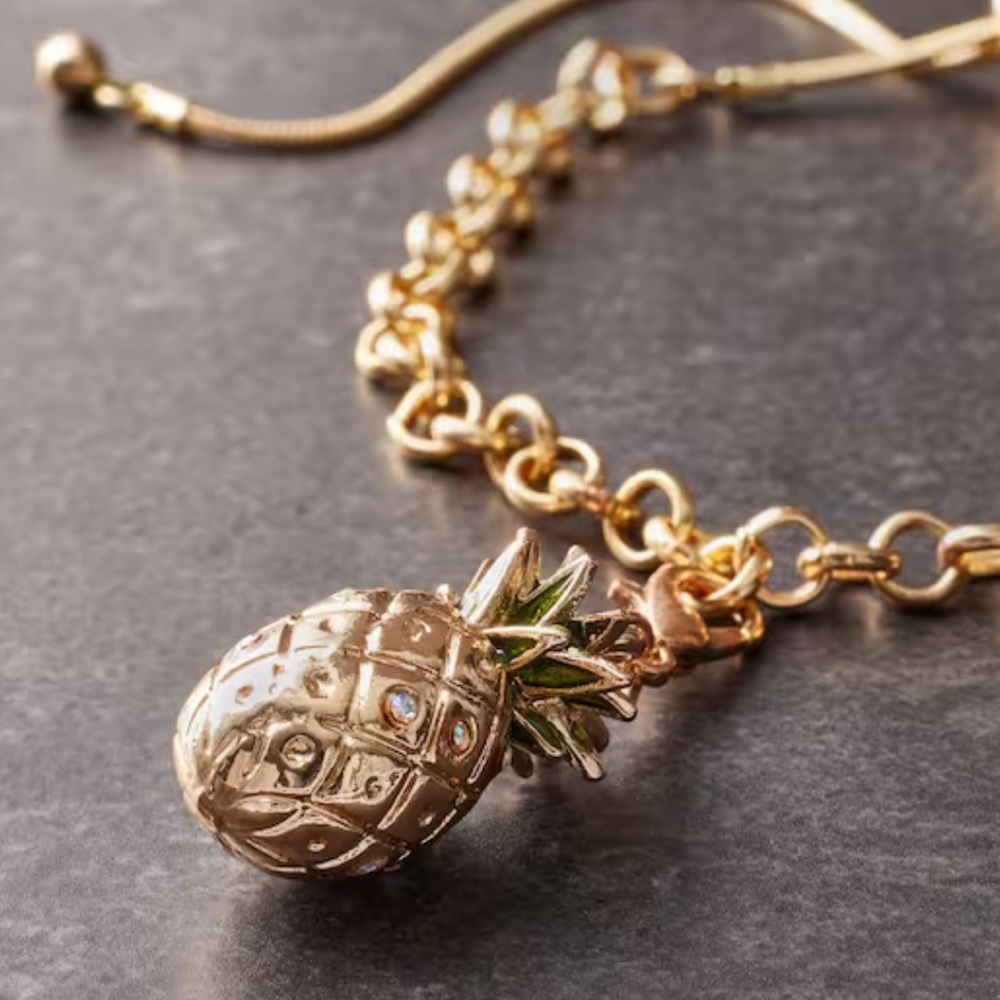 Gold Pineapple & Rhinestone Charm - Picture 2 of 3